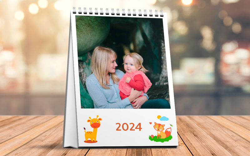 Calendario Da Tavolo Verticale Baby Animals White